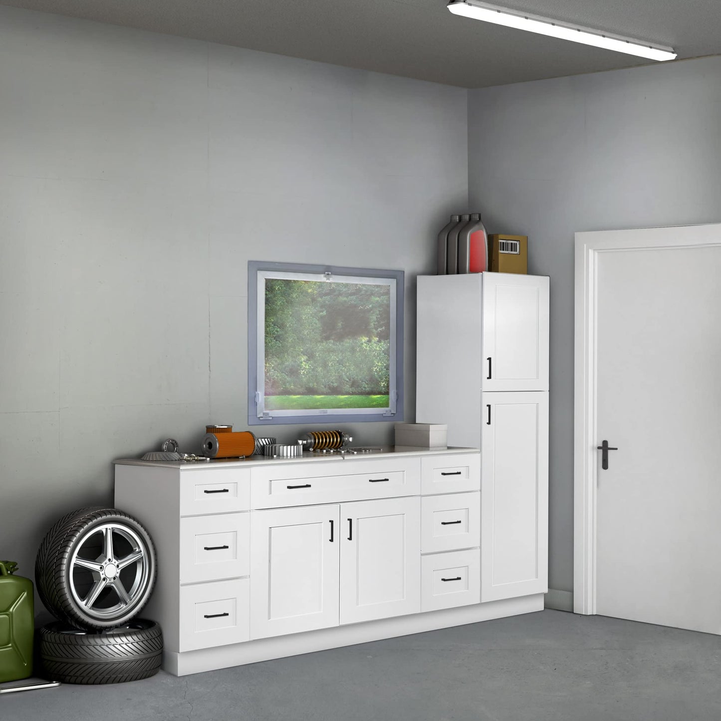Design House Brookings Shaker Unassembled Wall Kitchen Cabinet W2424, 24 W x 12 D x 24 H, Painted White, Solid Wood, Design House, 561571