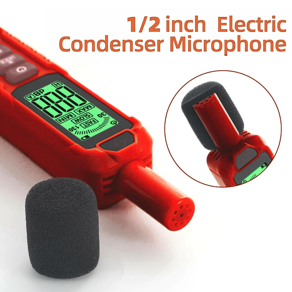 ZLLJYBLG GL81A Decibel Meter, 30-130dB Digital Sound Level Meter with A-Weighted, Fast/Slow Response, Max/Min Hold, Backlit Display, Noise Tester for Home, Work, Factory, Classroom(Red)