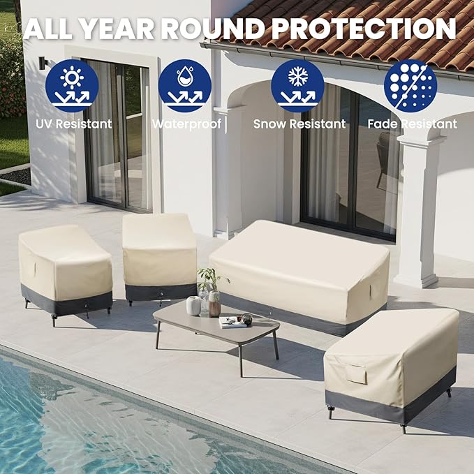Extra Heavy Duty Outdoor Couch Cover Waterproof, Large 3-Seater Patio Sofa Cover