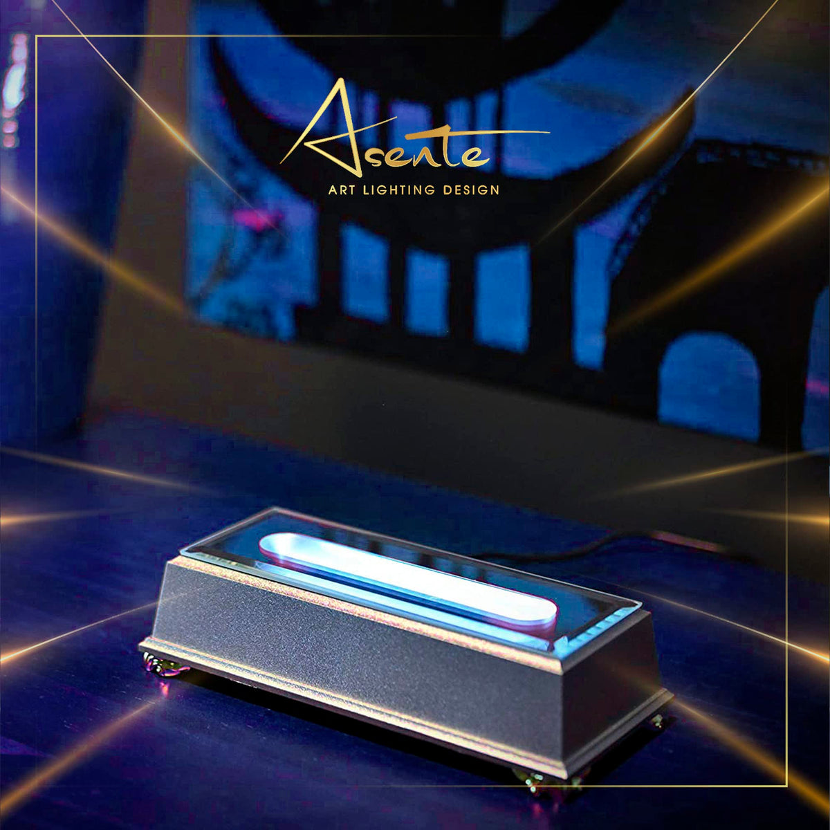 ASENTE 4 LED Display Base - Light Base for Glass Art - Lighted Glass Display and LED Base Light for Crystals, Figurines, and More - Lighted Display Stand w/ White Lights
