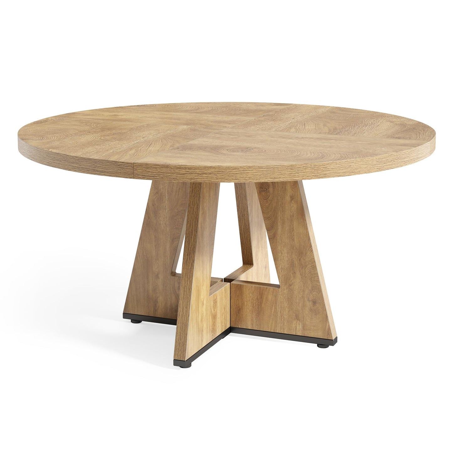 LITTLE TREE Round Dining Table for 4-6 People, 47 Inches Dining Room Table with Wooden Pedestal Base, Circle Kitchen Tables for Dining Room, Kitchen, Living Room, Oak