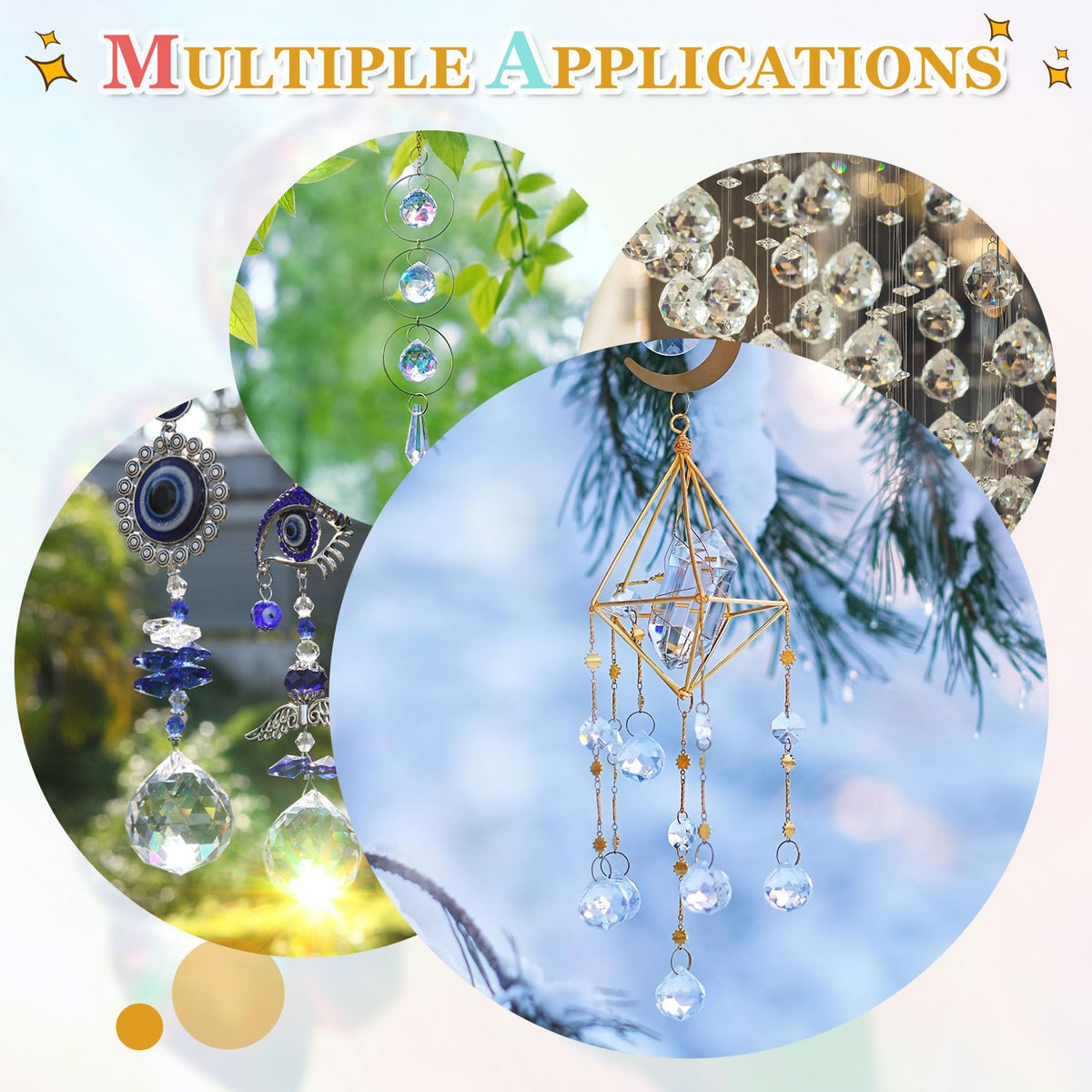 YELARXI Crystal Ball Prisms, Sun Catcher Hanging Prism Sun Catcher Pendant 18mm / 0.71Inch & 10 Pack & Pink-Fitting for (Outdoor/Indoor/Windows/DIY Decor/Feng Shui/Chandelier)