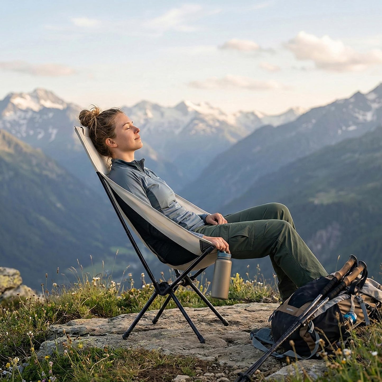 Wind Tour Portable Camping Chair Lightweight Foldable Outdoor Chair for Hiking Camp Backpacking Lawn Beach Fishing Picnic with Carry Bag (High-Back | White-2)
