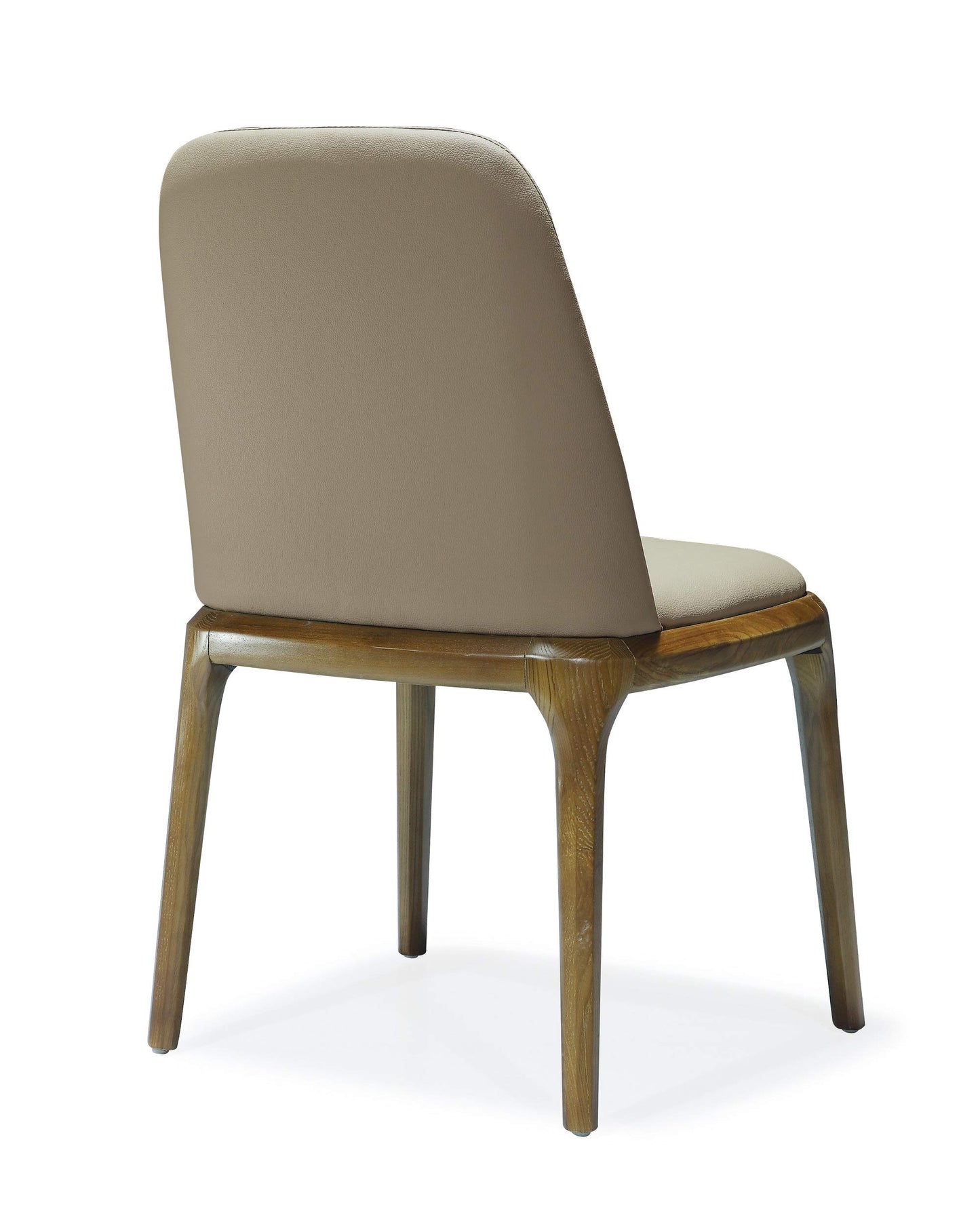 Manhattan Comfort Courding Mid Century Modern Faux Leather Dining Chair with Comfortable Foam Padding & Durable Solid Ash Wood, Fully Assembled Accent Kitchen Furniture, Set of 1, Tan