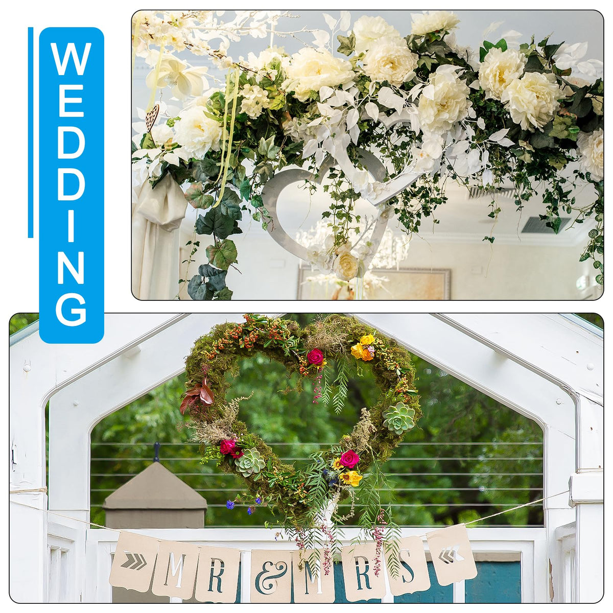 PATIKIL 8 Inch Christmas Wire Wreath Frame, 4 Pcs Metal Heart Shape Dream Catcher Rings Macrame Wreath Floral Hoop for Home Car DIY Craft Wedding Wall Hanging Decorations, Green