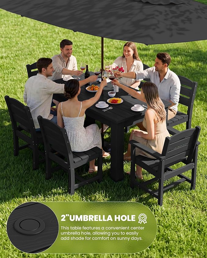 SERWALL Outdoor Dining Set for 8 – HDPE Patio Set