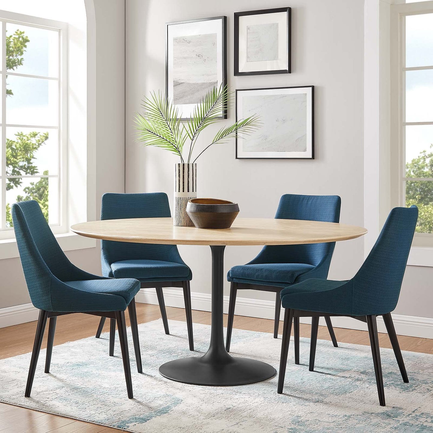 Modway Lippa Dining Table, 60", Black Natural