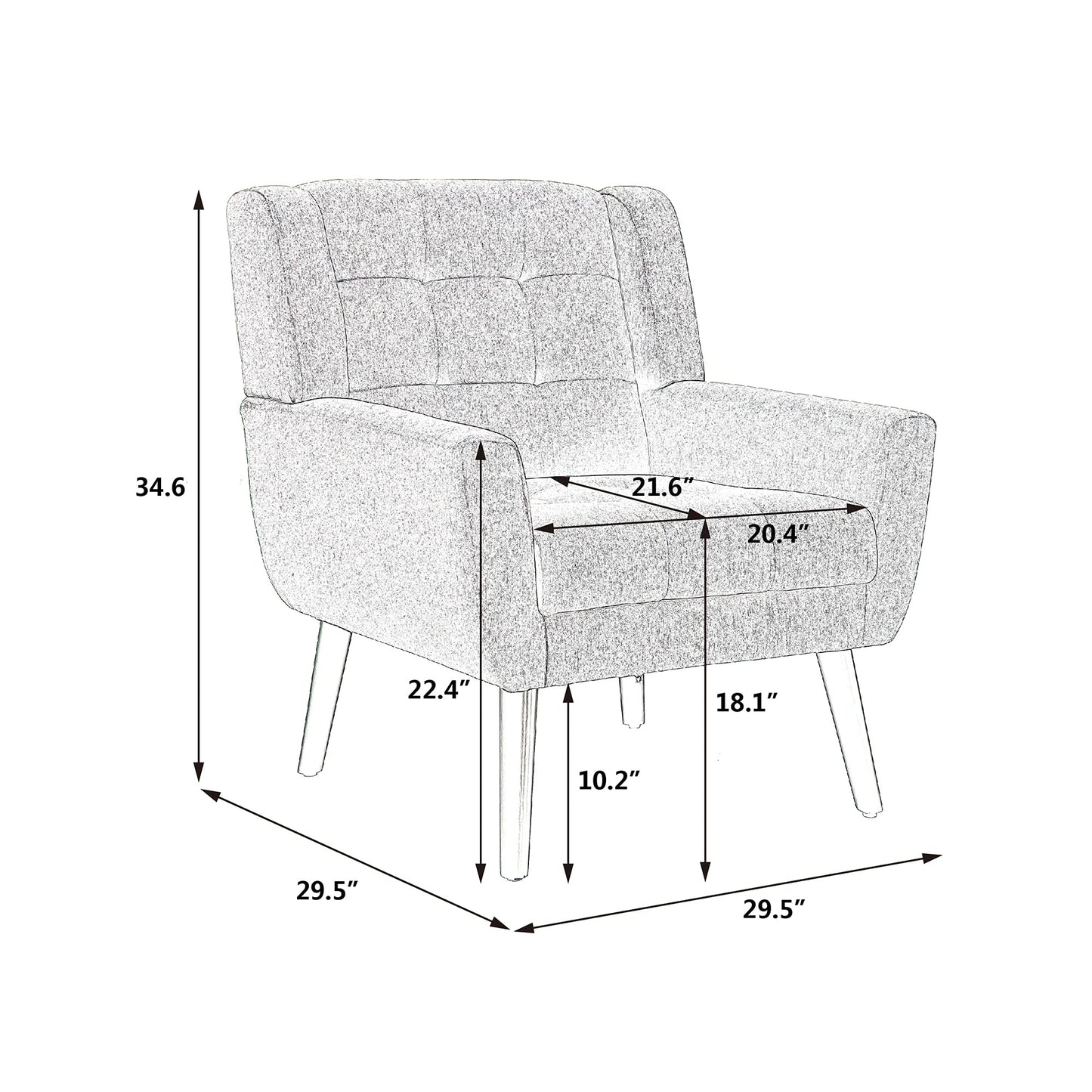 SPOFLYINN Armchair, Living Room Curved Back, Velvet Cushion, 250 Lbs Weight Capacity Ergonomics Accent Chair, Single Sofa for Bedroom 1 Upholstered 1 48.29 Blue 48.29 L-Shape