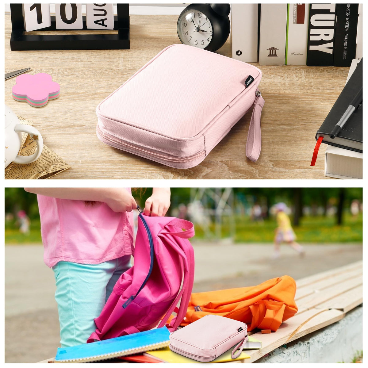 Zannaki Big Capacity Storage Pouch Marker Pen Pencil Case Simple Stationery Bag Box Art Tool & Sketch Storage Boxes for Bullet Journal Middle High School Office College Student Girl Women Adult Teen