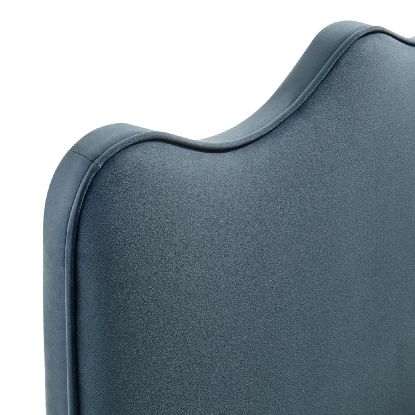 Monday Athena Twin Size Performance Velvet Adjustable Headboard in Cadet Blue - with Scalloped Wave Design and Stain-Resistant Velvet Upholstery