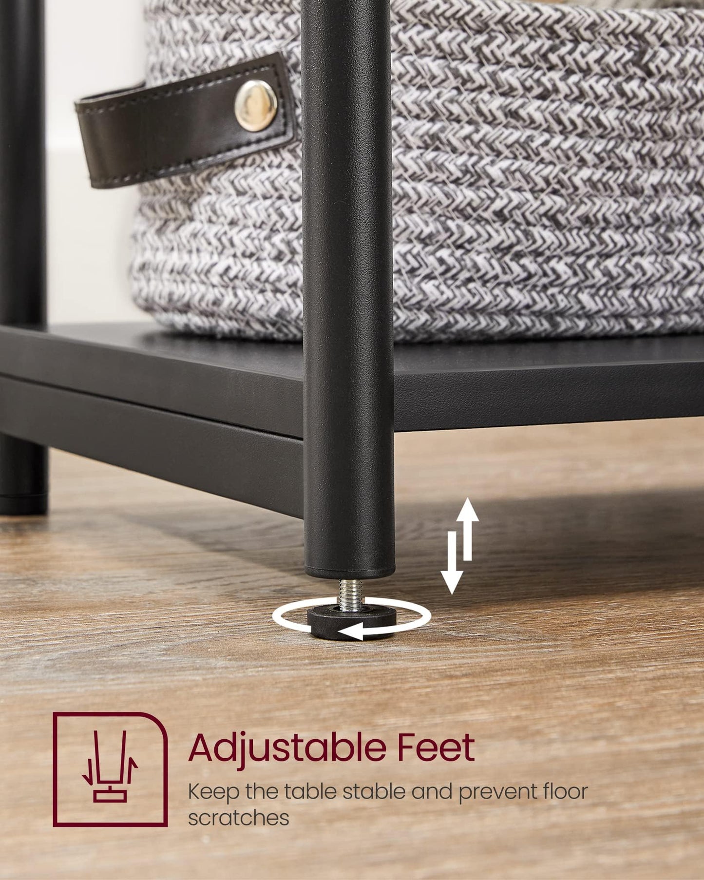 VASAGLE BARNET Collection - Side Table, Small End Table for Living Room, Modern Tall Nightstand, Bedroom, Office, Bathroom, Steel Frame, Ink Black ULET273B16