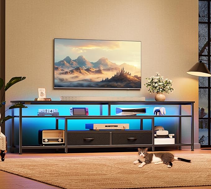 Huuger TV Stand for 75 80 Inch TV, Entertainment Center