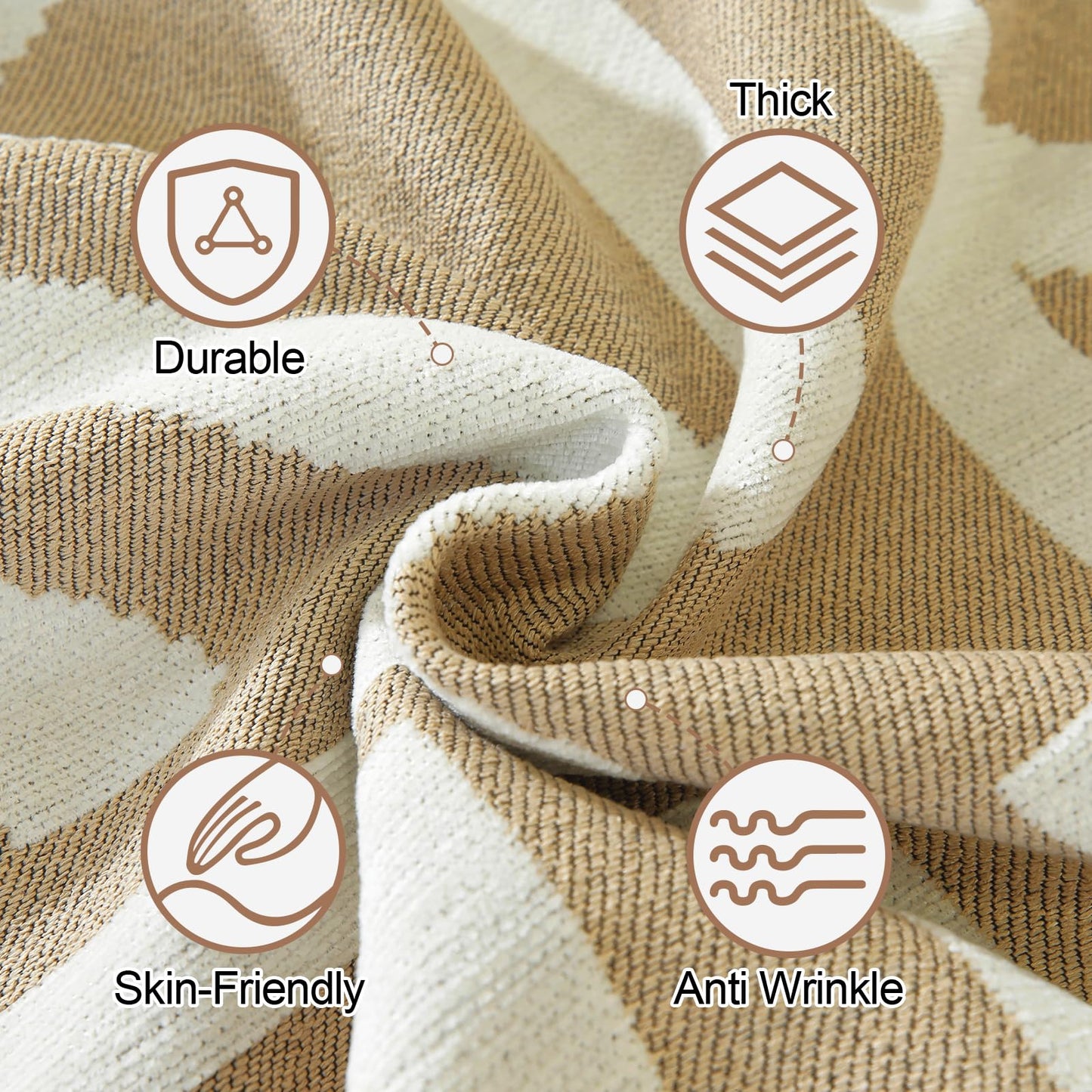 OstepDecor Boho Sectional Couch Covers 2 Pieces, L Shaped Sofa Cover, Chenille Couch Cover for Dogs Washable, Couch Cover Blanket, Sofa Slipcover for 2-3 Cushion Couch (71"x102"+71"x118", Khaki)