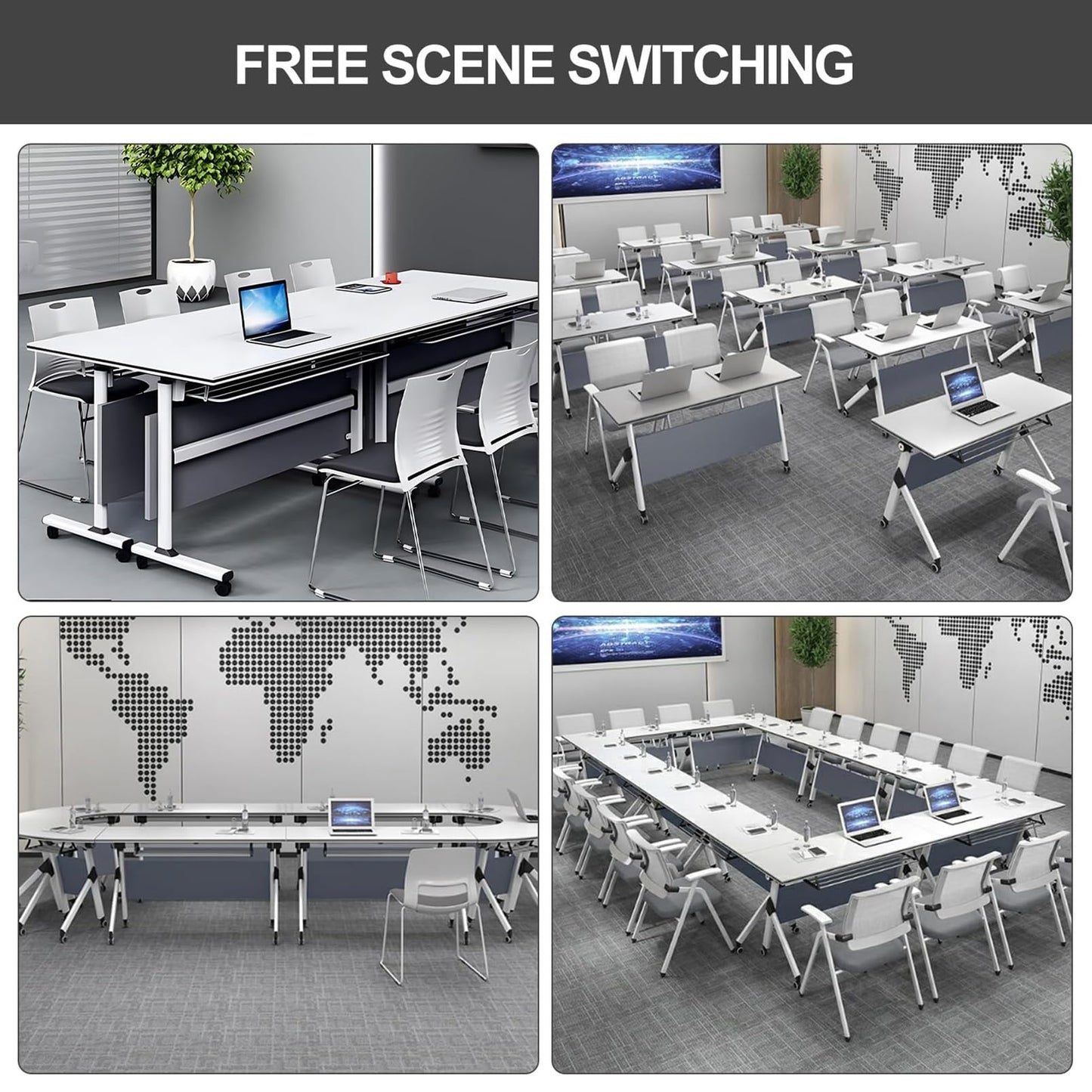 Training Desk Mobile Folding Conference Table with Silent Caster Wheels - Square Design Ideal for Events and Meetings Easy to Transport and Store Versatile Meeting Room Furniture