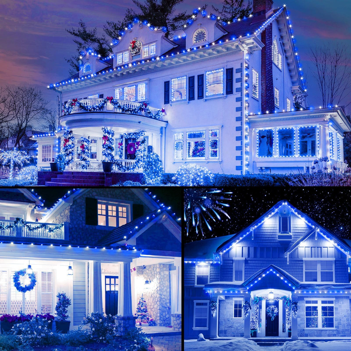 Minetom 100 Feet Led Christmas Lights,Blue White C9 Christmas String Lights Outdoor, 100 Strawberry Bulbs Connectable UL Certified for Indoor Outdoor Roofline Patio Holiday Party Backyard Xmas Decor