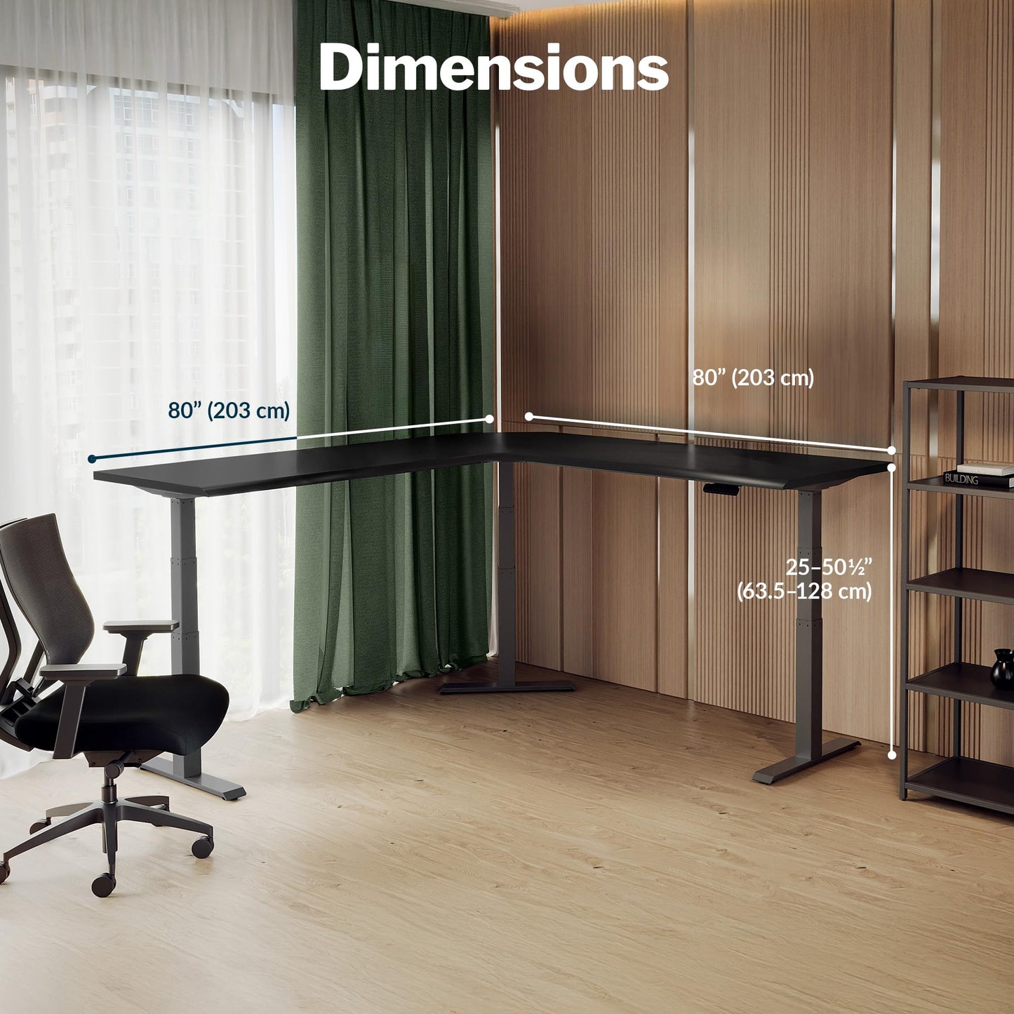 Vari ComfortEdge 80x80 L-Shape Electric Standing Desk – Height Adjustable Sit-Stand VariDesk for Corner Office with Reversible Left/Right Design + Black Top/Slate Legs (Ships in 4 Boxes)