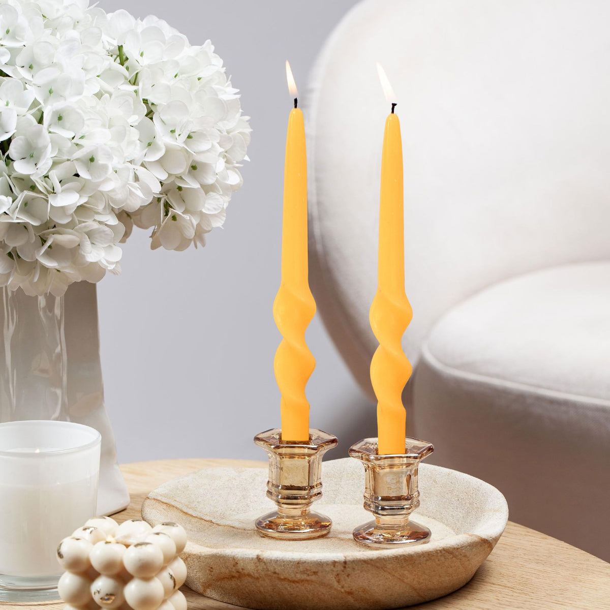 Beeswax Taper Candles Spiral Candlesticks,XINAOBAOLUO 10inches Non Toxic Bees Wax Candles Meditation Beeswax Candles Handmade Natural Honey Twisted Candle Set for Table Home Decor Meditation 2pcs
