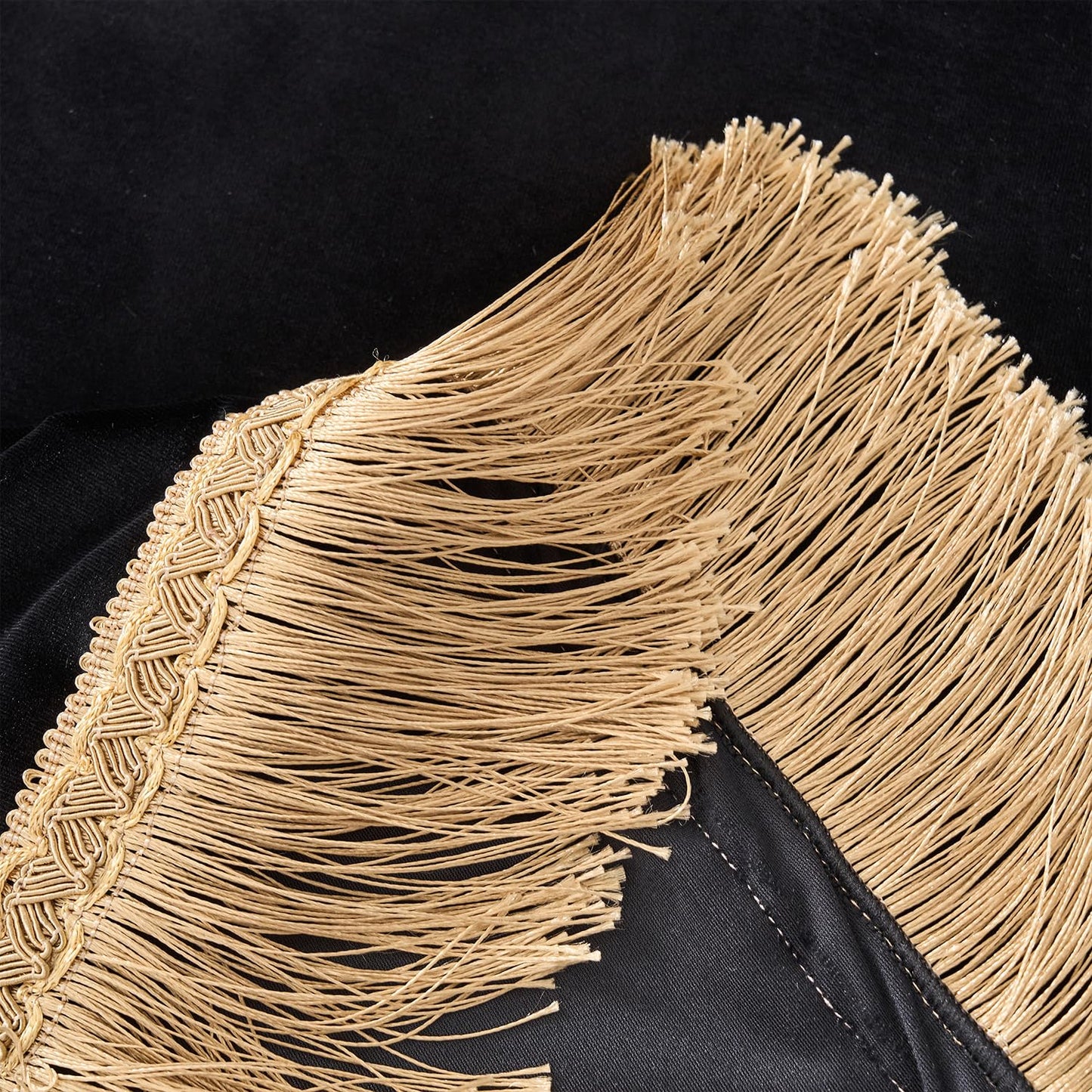 Topwon Nightstand Tablecloth Black Bedside Table Cover with Tassel Soft Velvet Fabric Washable Wipeable Nightstand Cover for End Table Microwave Home Kitchen Decoration (16 * 36 Inch)