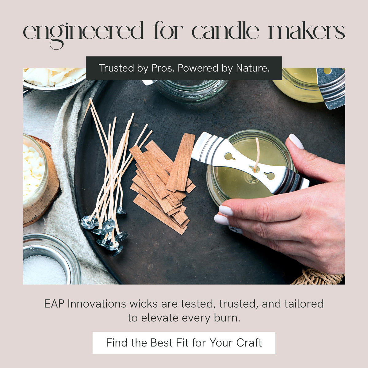 EAP Innovations CD-3 Candle Making Wicks, Ideal for Vegetable-Based Waxes, Flat Braided, Coreless Wicks for Candle Making & Consistent Flame, 3" Length, Pack of 100