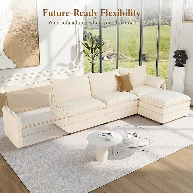 Vesgantti 108" Modular Cloud Couch, Deep Seat Sectional Sofa
