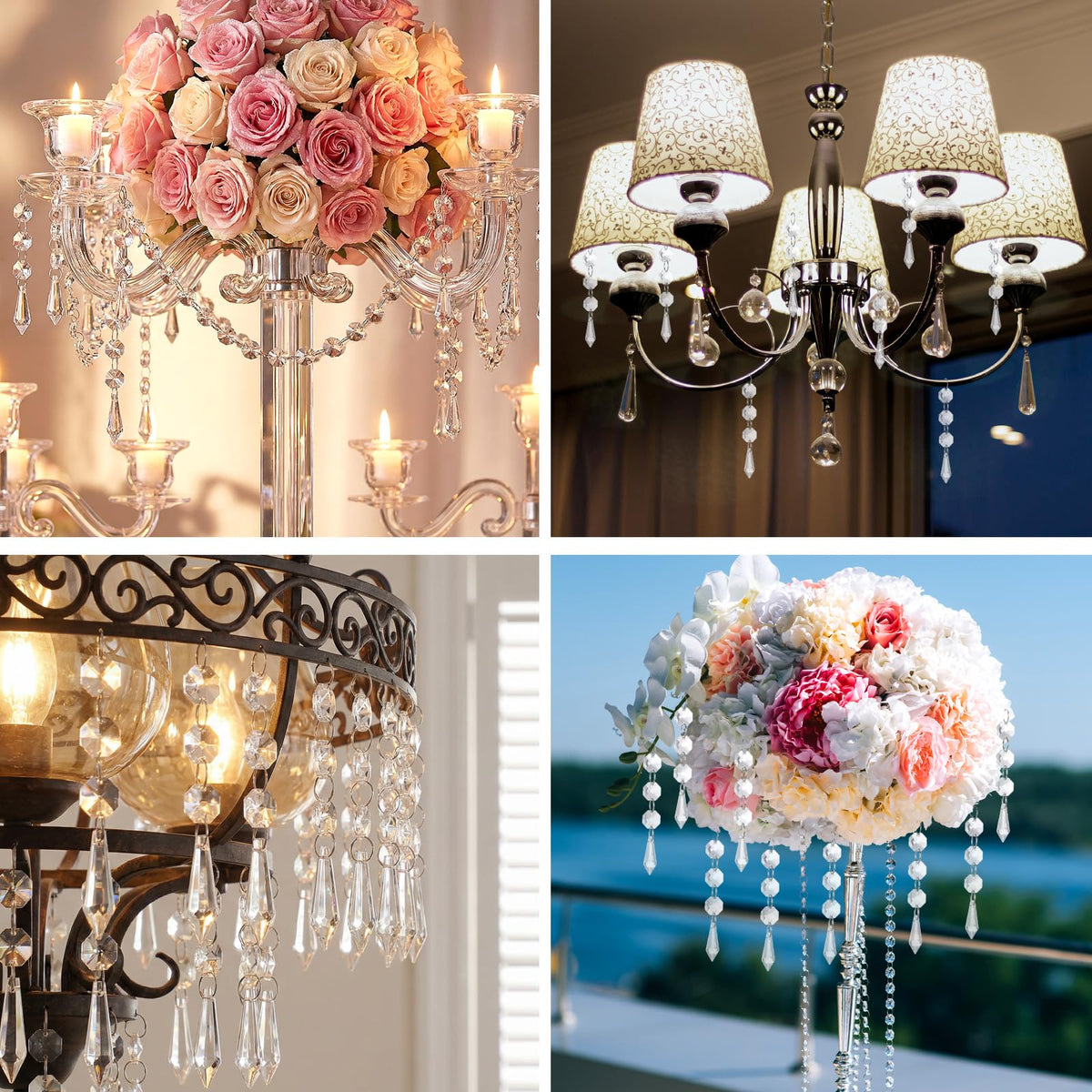 100 Pcs Acrylic Hanging Crystals for Centerpieces Icicle Chandelier Garland Beads Strands Ornaments Clear Teardrop Chandelier Crystals Pendant for Wedding Home Garden Outdoor Christmas Tree Decor