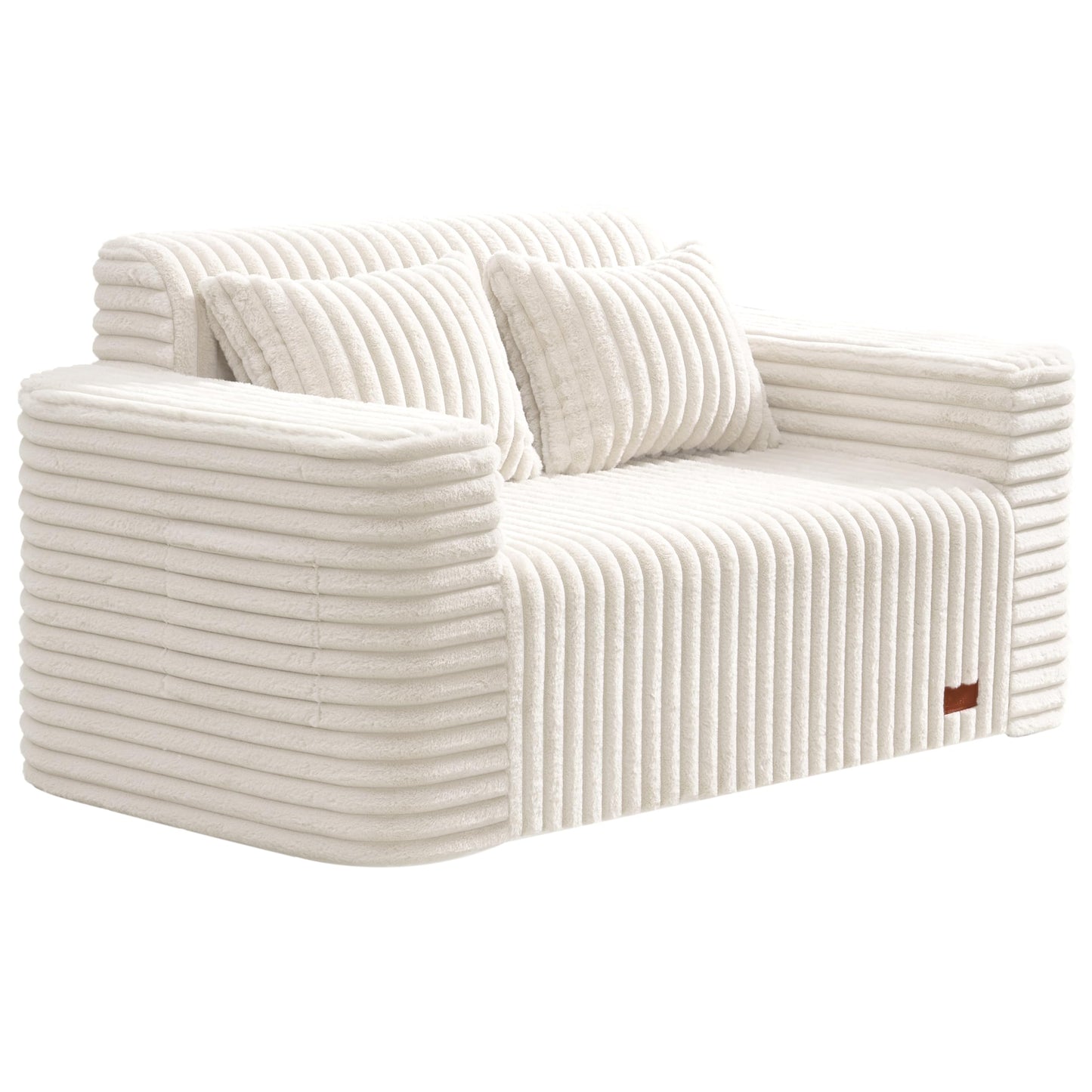 ZurNesfure Sofa Couch Cloud Loveseat, Memory Foam Couch with Pillow No Assembly Need, Modern Couch with deep seat and Washable Cover Boneless Sofas for Living Room Bedroom Apartment (White,Loveseat)