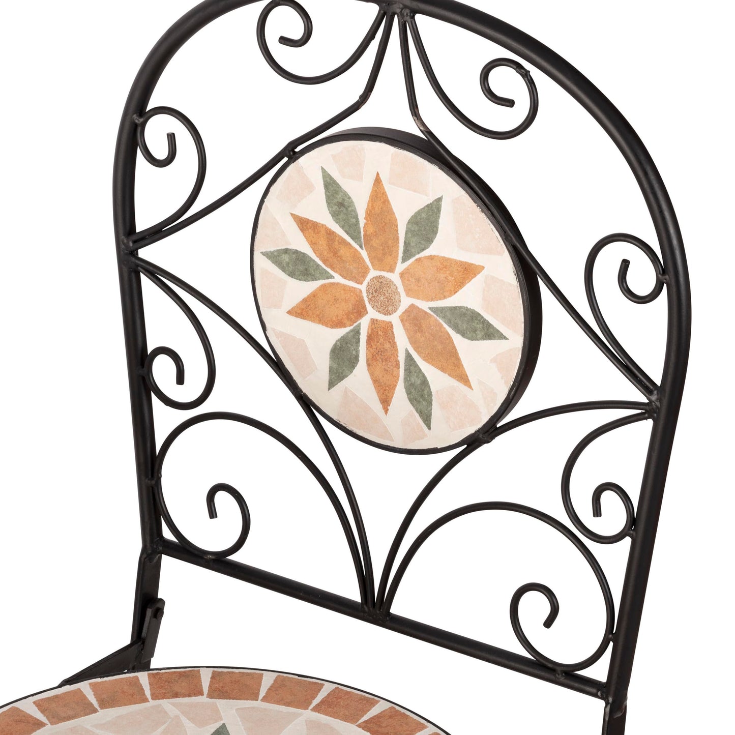 Alpine Corporation Indoor/Outdoor 3-Piece Mosaic Bistro Set Folding Table and Chairs Patio Seating, Tan