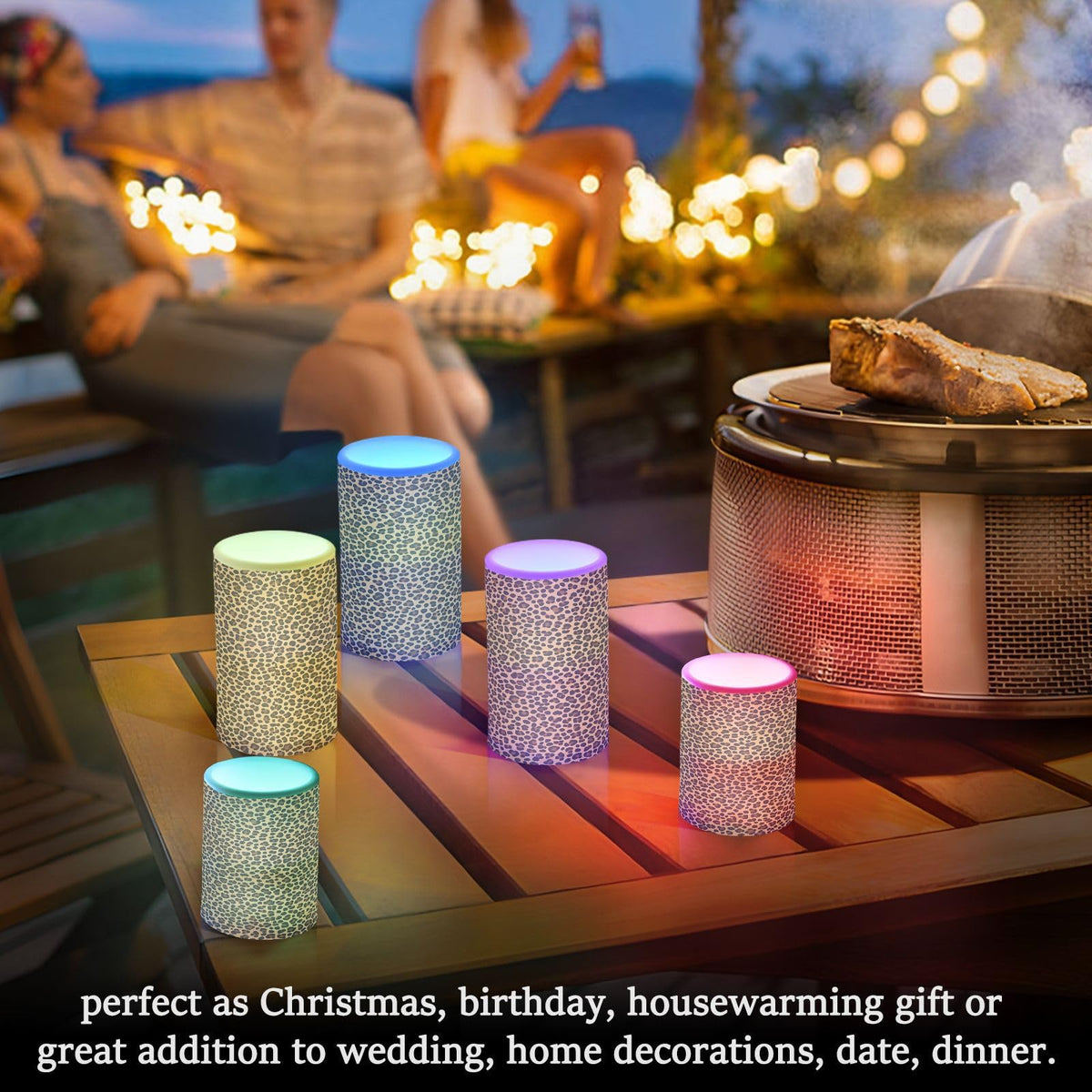 panksolu Flickering Flameless Candles, Brown Leopard Print LED Candles with Remote Timer, Battery Operated Candle for Wedding Halloween Christmas Decor - Set of 2