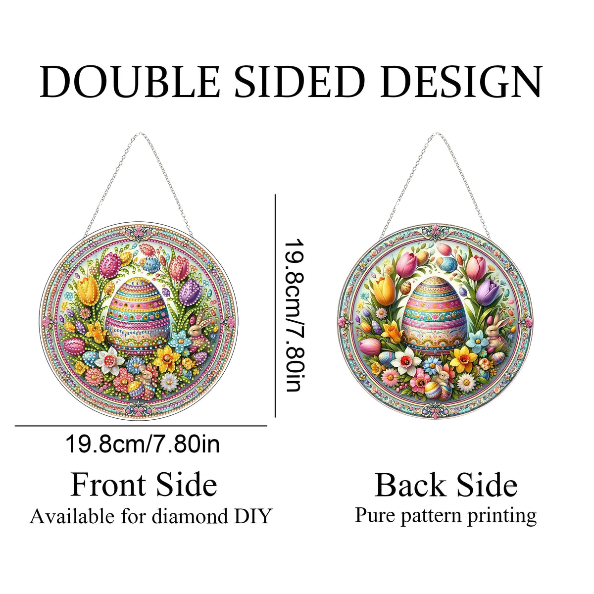 DIY Acrylic Diamond Art Painting Wreath Kits Special Shaped Rhinestone 5D Diamond Art Window Pendants Home Garden Wall Hanging Kits Hanging Ornament (Easter Egg)