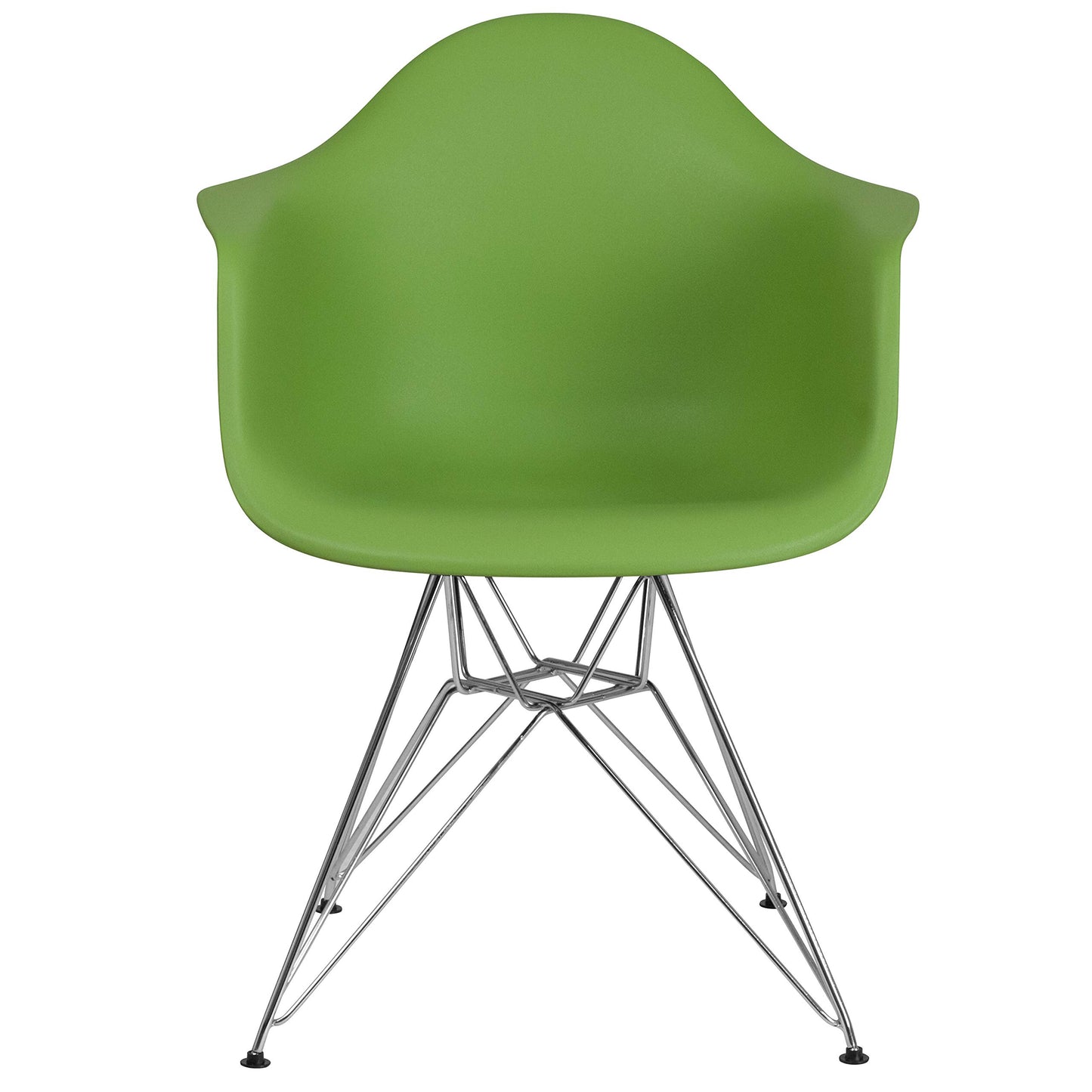 Flash Furniture 2 Pk. Alonza Series Green Plastic Chair with Chrome Base
