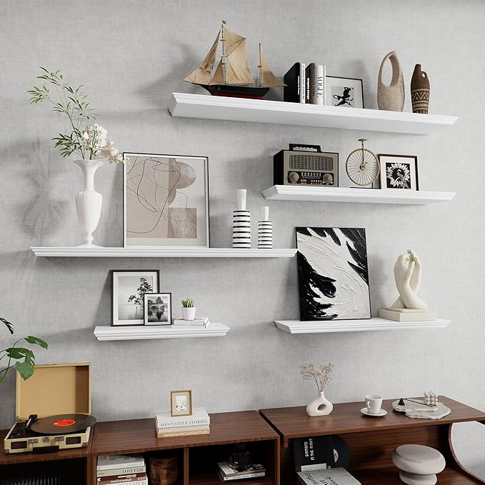 Fun Memories Floating Shelves 36 Inch Long, 9.3 Inch Deep Classic Crown Molding