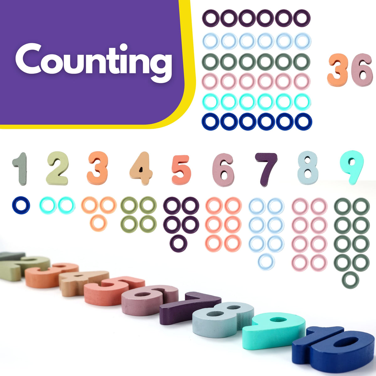 GeroCrew Toddler Montessori Toys Teaches Number, Counting, Math, Stacking Fun Preschool Learning Activates for Boy and Girl | Year Old Boy Gifts and Beyond! (Macaron)