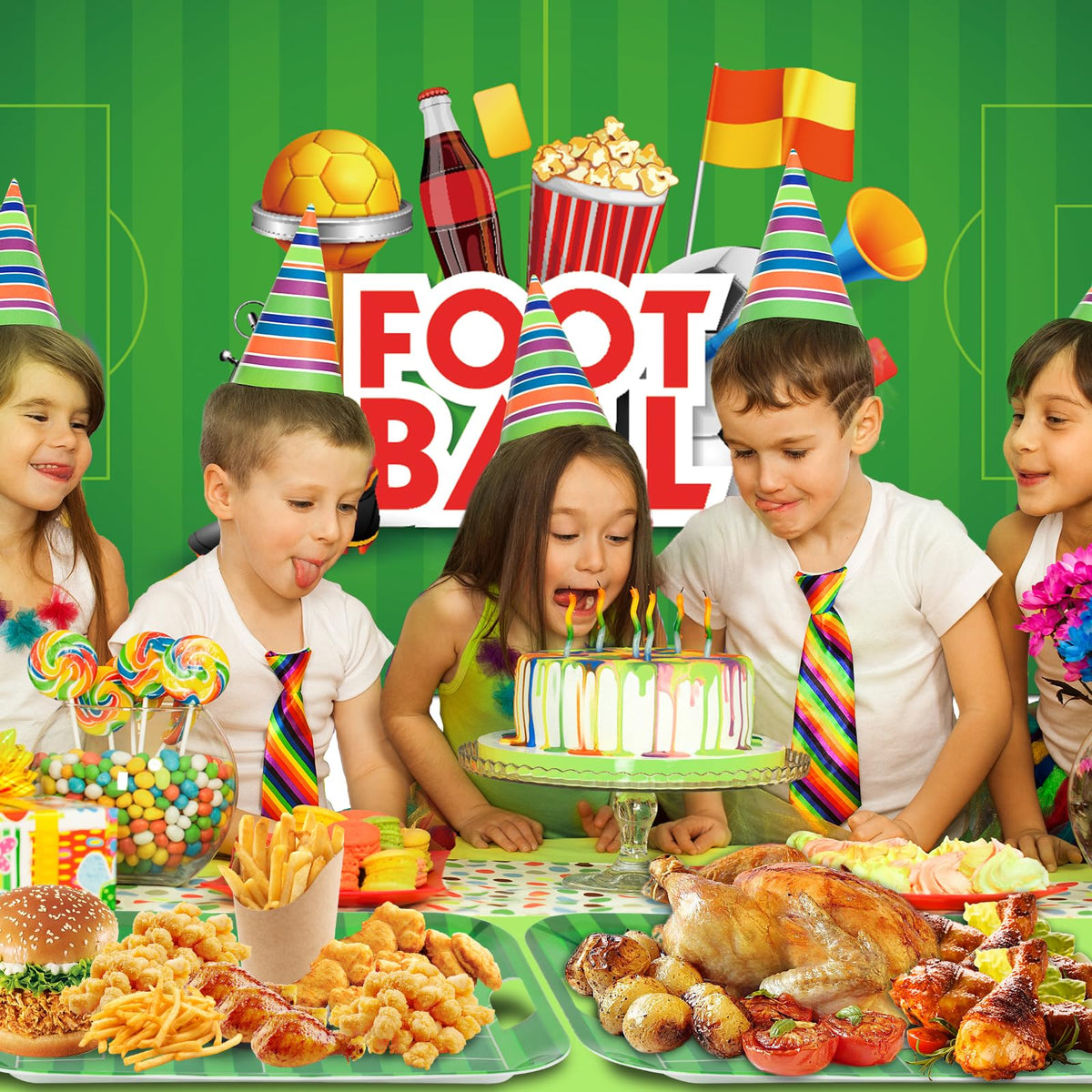 gisgfim 2Pcs Soccer Serving Trays 16.1 X 11.1 Inch Large Melamine Soccer Stadium Platters with Handles Soccer Food Serving Dishes Snack Dessert Trays Decor for Soccer Ball Birthday Party Decorations