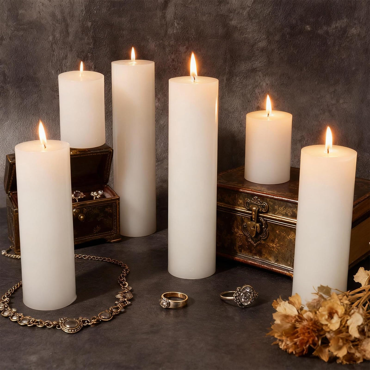 Veiuwa 36 Pack White Pillar Candles Bulk Set, 2x3 2x6 2x8 Inch - 12 Each Size, Dripless Smokeless Clean Burning for Wedding Centerpieces, Home Decor, Church, Romantic Ambiance!