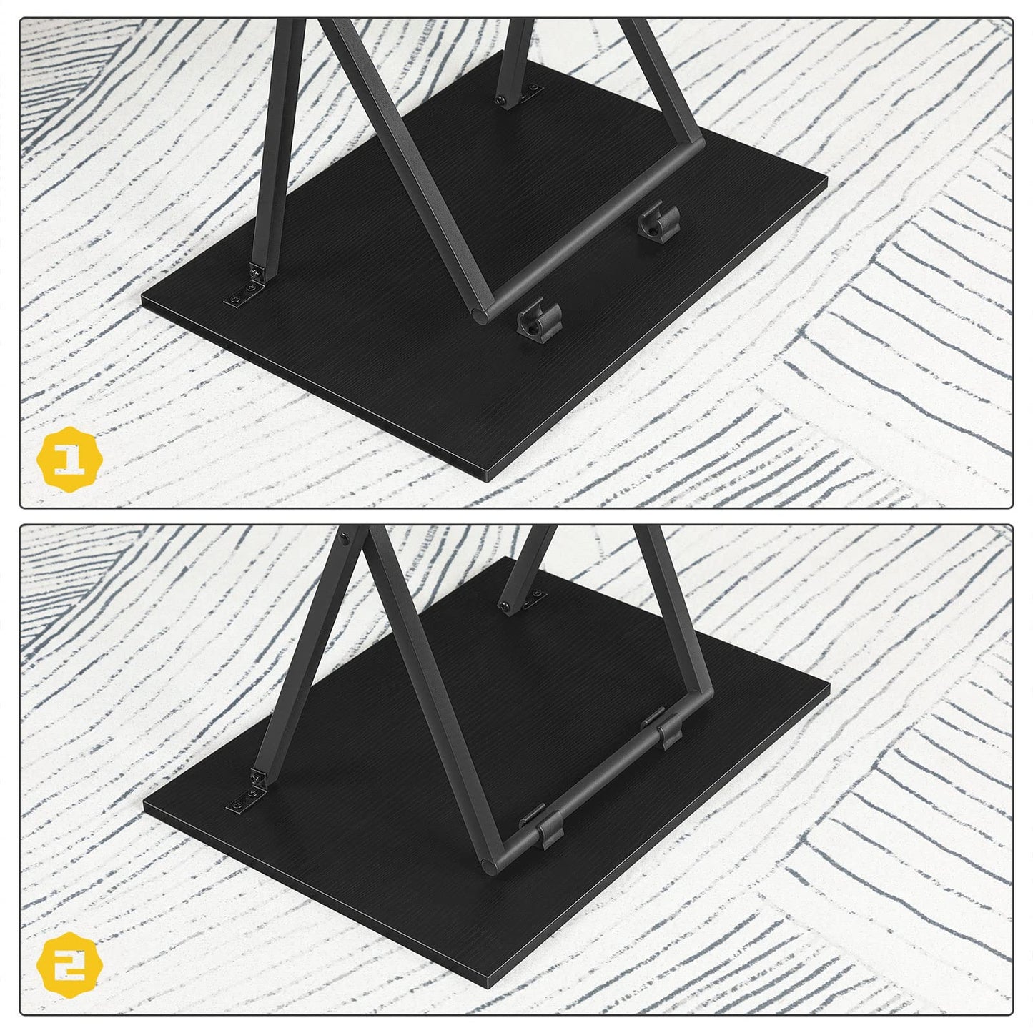 HOOBRO Folding TV Tray Tables, Set of 2 Side Tables for Small Space, Industrial Snack Desk for Eating at Couch, Stable Metal Frame, Easy Assembly, Space Saving, Black BK25BZ01