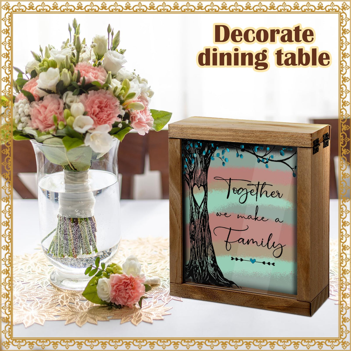 Anglechic Wedding Unity Sand Ceremony Kit with Wood Box 4 Ceremony Vase 4 Wedding Sand Function Sets for Marriage Bridal Party(Bright Color,Tree)