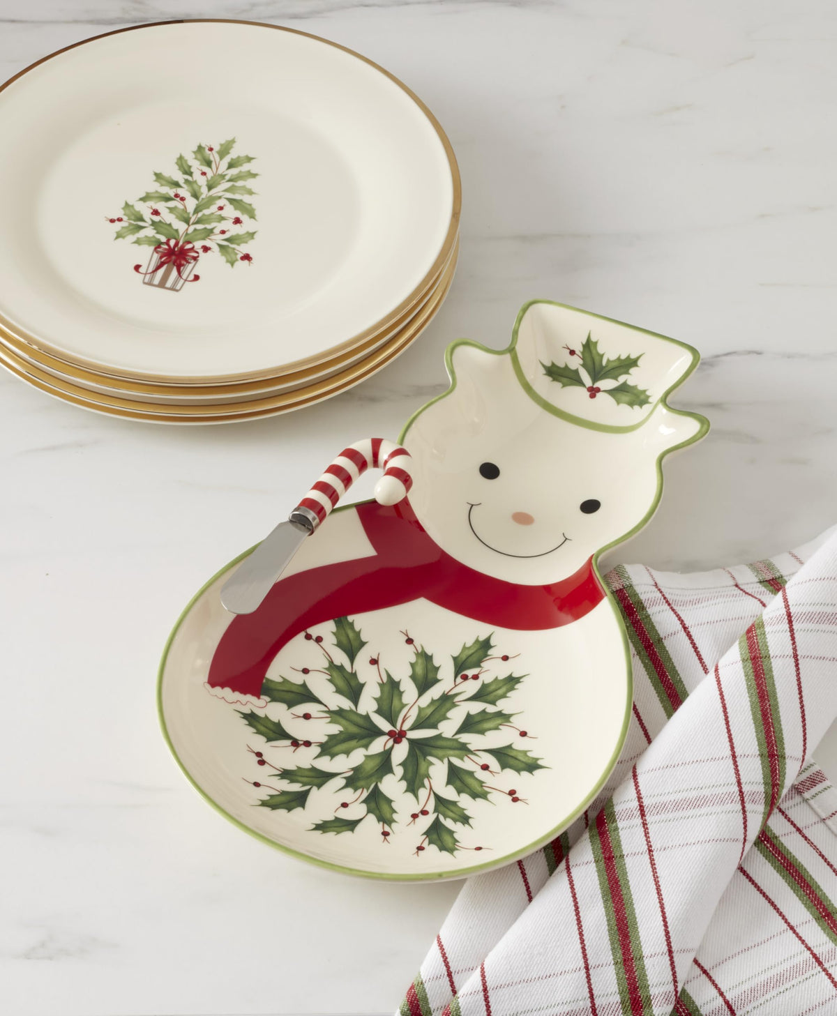 Lenox 898269 Holiday Tray with Spreader, Christmas Serveware, Festive Décor