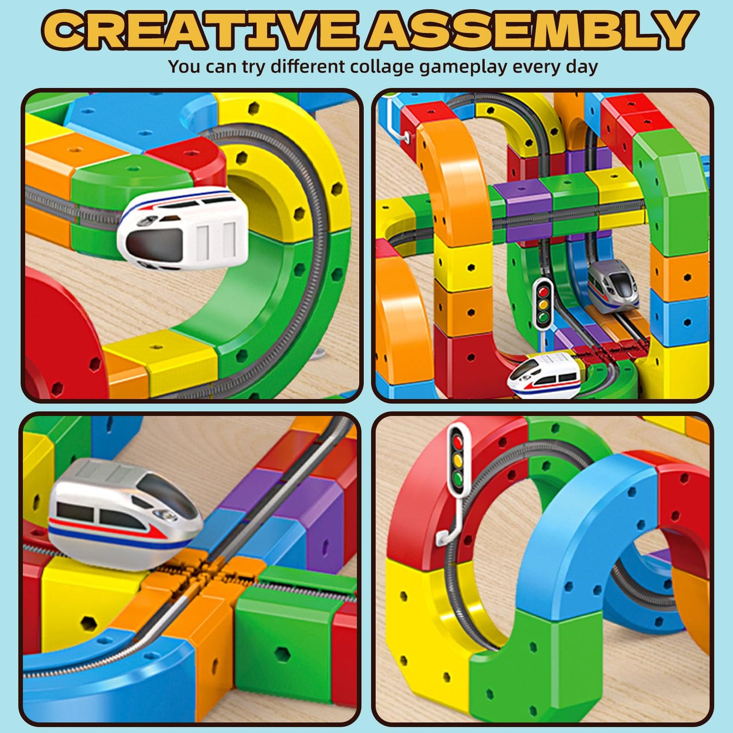 Electric Train Track Sets,DIY Race Car Track,Building Toy Train Track,Magic Cars Sets,Gravity Defying 3D Embedded Layouts & Motorized Car,for 3-8 Years Old Toddler Boys and Girls Birthday (81PCS)