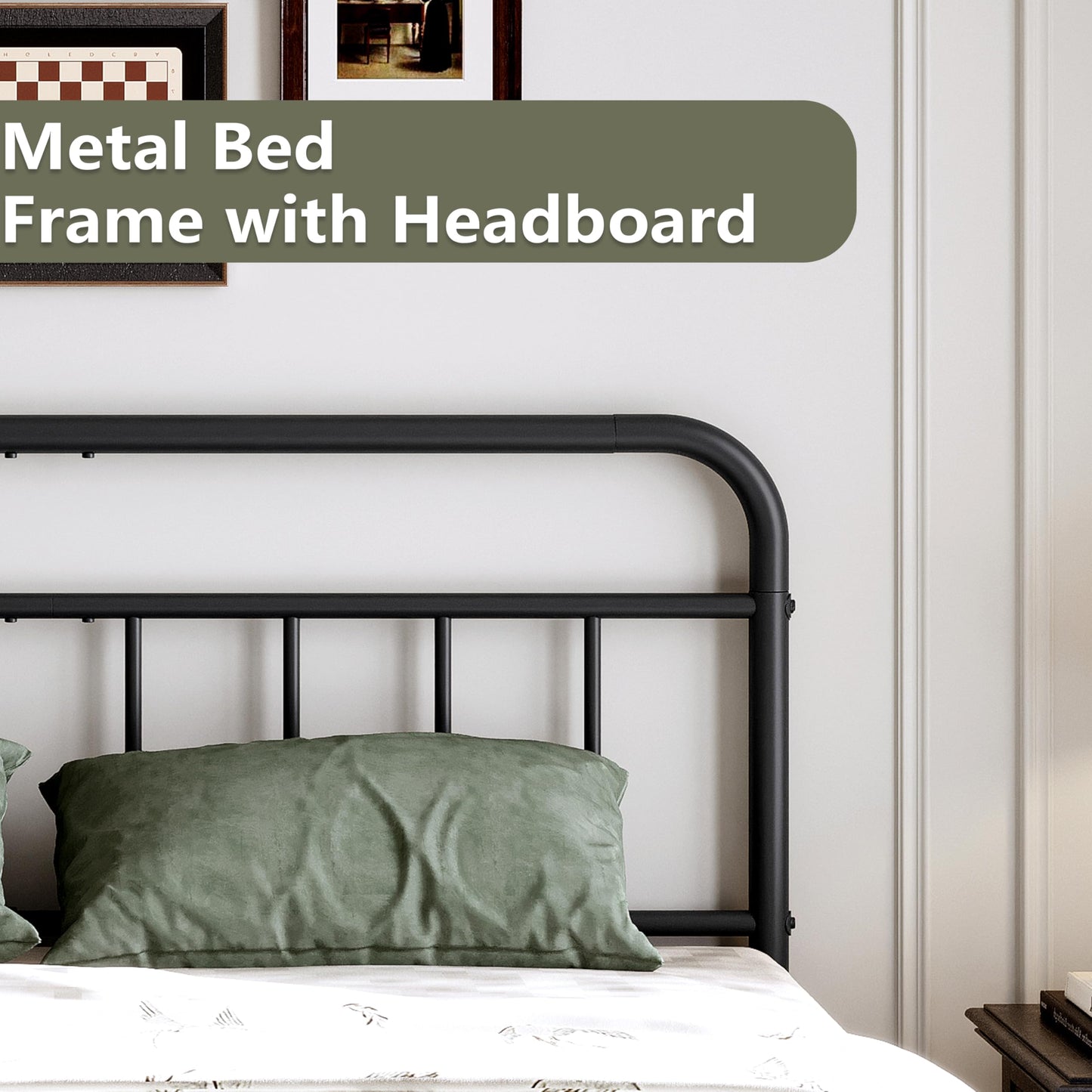 Easllre 14Inch Metal Bed Frame,Full Size Bed Frame with Storage Space,Heavy Duty Sturdy Mattress Foundation,Easy Assembly,No Box Spring Needed,Full