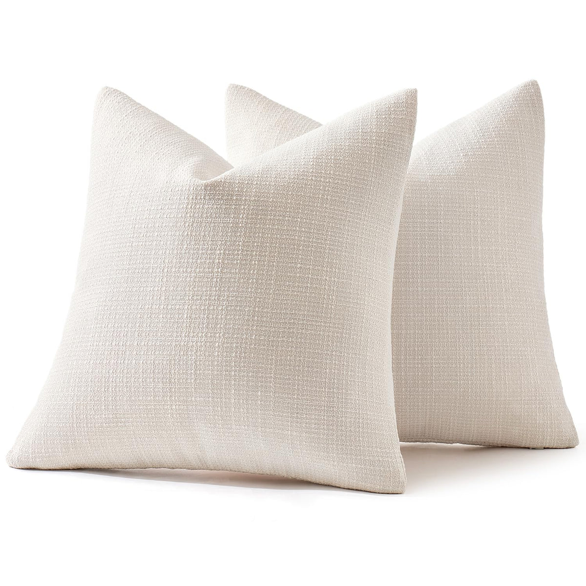 MIULEE Burlap Linen Throw Pillow Covers 18x18 Inch Set of 2 Cream White Christmas Decorative Pillows Modern Farmhouse Soft Accent Cushion Covers for Couch Sofa Bedroom Livingroom Home Decor