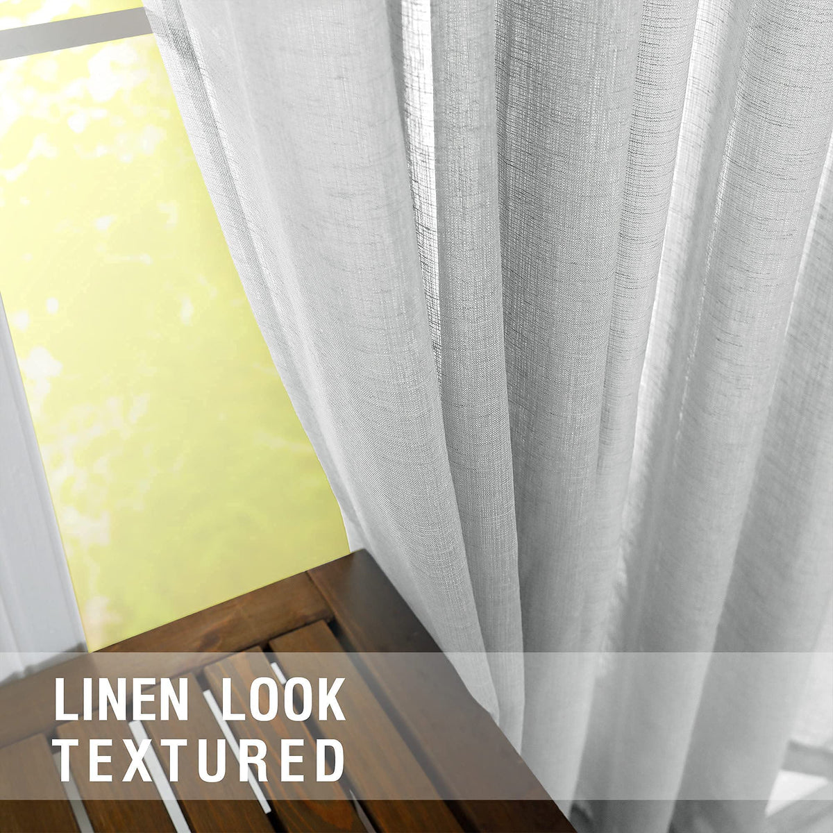 Light Gray Sheer Curtains Linen Textured Weave for Master Guest Bedroom 2 Panels Rod Pocket Modern Stylish Semi Sheer Drape Summer Curtain for Small Window Home Fashion 52 x 63 Inch Length Silver Grey