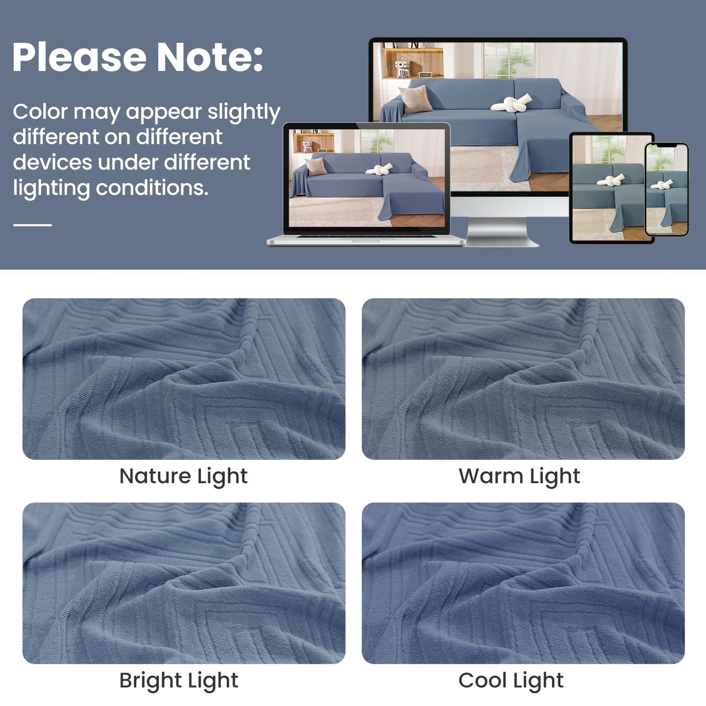 CYCMACO Sectional Couch Covers for Dogs 2 Pieces, Pet Couch Covers for Sectional Sofa, Washable L Shaped Couch Cover, Couch Blanket Furniture Protector (X-Large: 78" x 110" + 78" x 118", Blue)