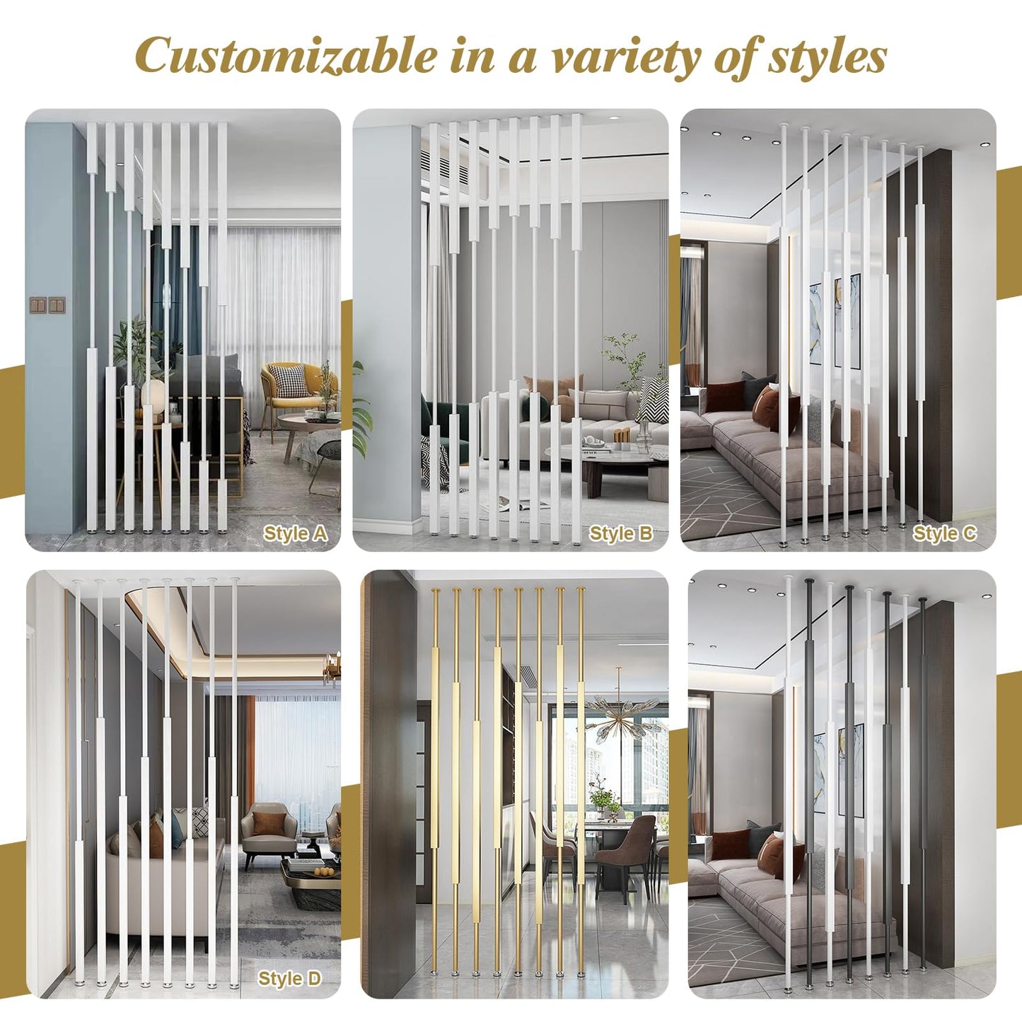 Adjustable Room Divider - Ceiling Height Partition, Space-Saving Detachable Separator for Home & Office, Easy No-Drill Installation, Stylish Privacy Solution
