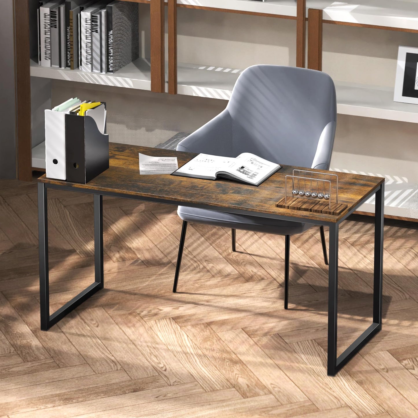 SHW Mission 32-Inch Home Office Computer Desk, Rustic Brown