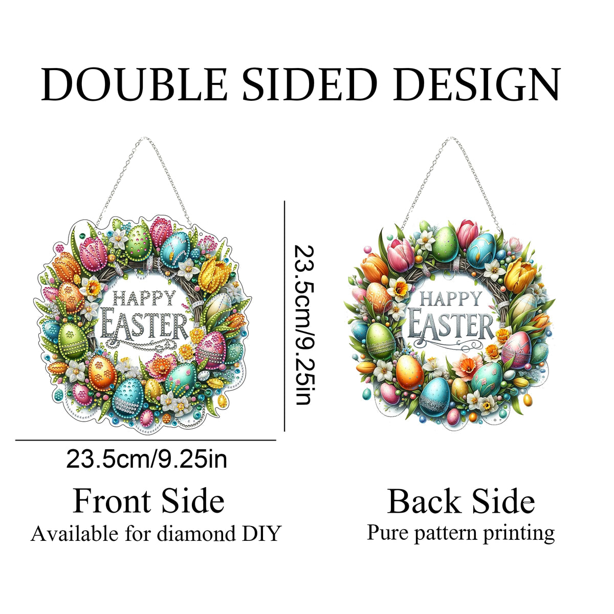 DIY Acrylic Diamond Art Painting Wreath Kits Special Shaped Rhinestone 5D Diamond Art Window Pendants Home Garden Wall Hanging Kits Hanging Ornament (Easter Wreath)