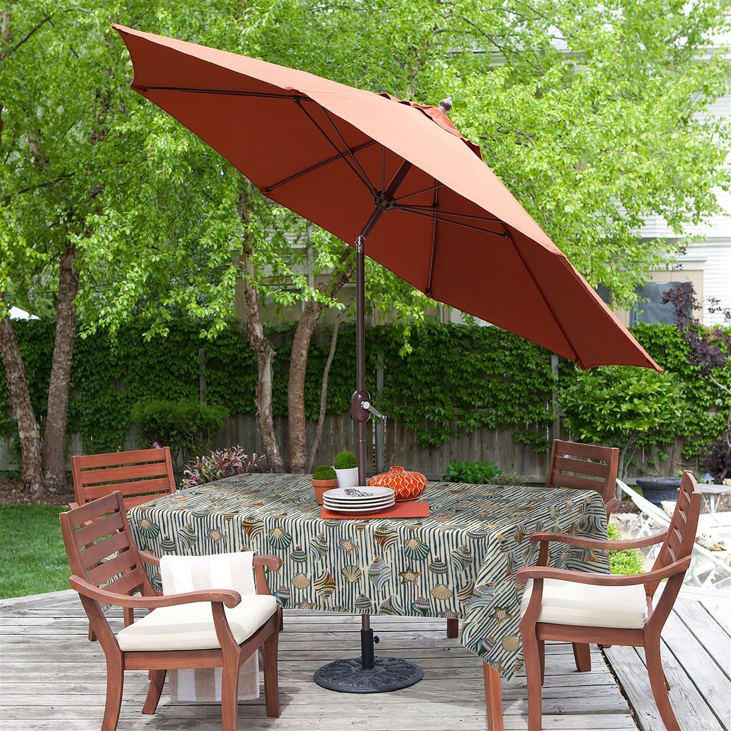 LVTXIII Rectangle Outdoor Tablecloth with Umbrella Hole and Zipper, Water-Repellent 60 x 84 Inch Patio Table Cover for Picnic, Garden, Backyard Dining, Cabana Shells
