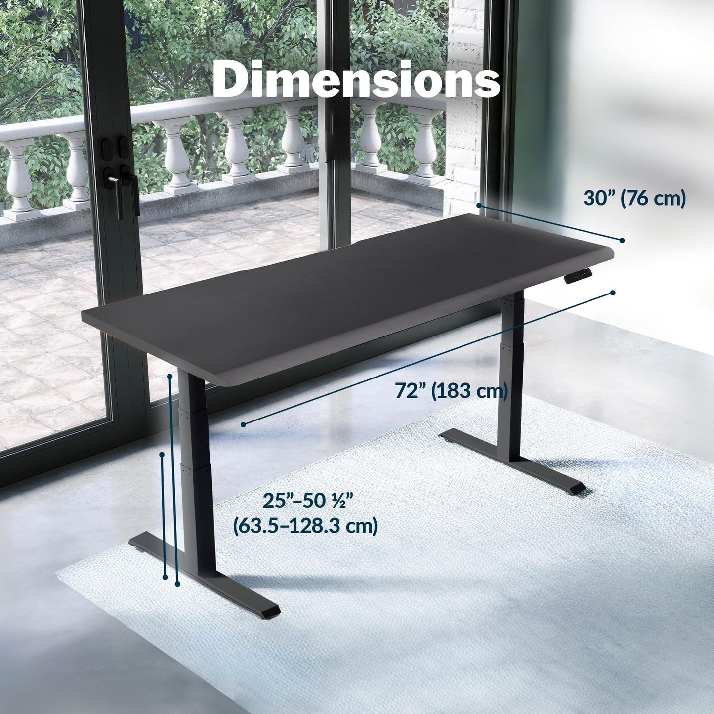 Vari ComfortEdge 72x30 Inch Adjustable Electric Standing Desk – Sit Stand VariDesk with Memory Presets, Sloped Edge, 180 LB Capacity + Tool-Free Assembly (Black/Black)