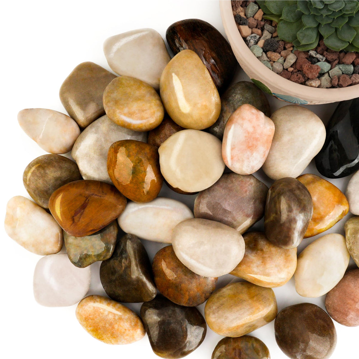 BIOMAND 9lb Mix River Rocks for Plants, 1-3 Inch Pebbles for Indoor Plants, Polished Garden Rocks Outdoor Landscaping, Decorative Stones for Vases, Succulents, Aquarium, Walkways