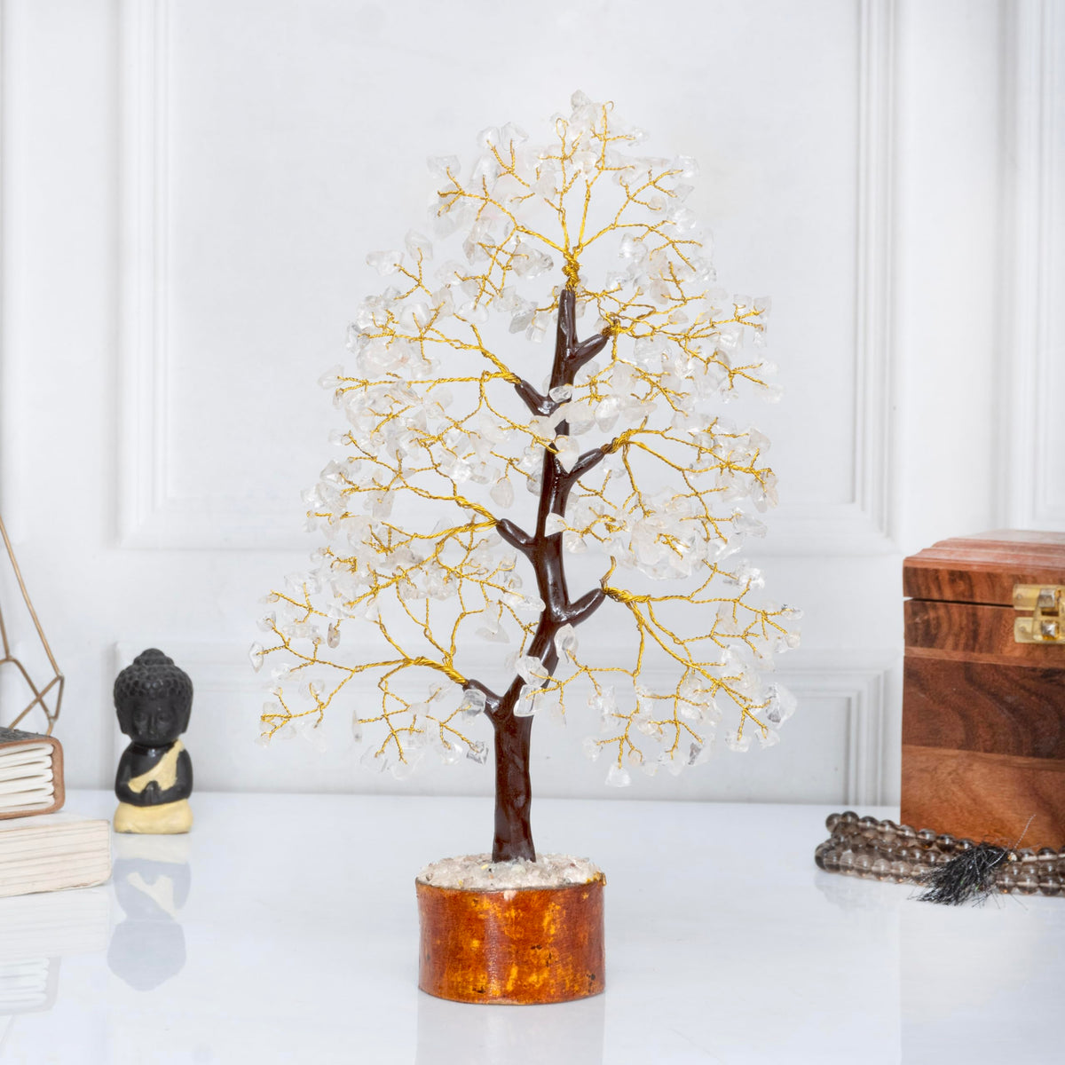 Crocon® Clear Quartz Crystal Tree of Life, Birthday Gifts for Women & Men, House Decor for Shelf Healing Crystals, Spiritual Gift Room Decor, House Warming Gifts New Home, Birthday Gift for Mom