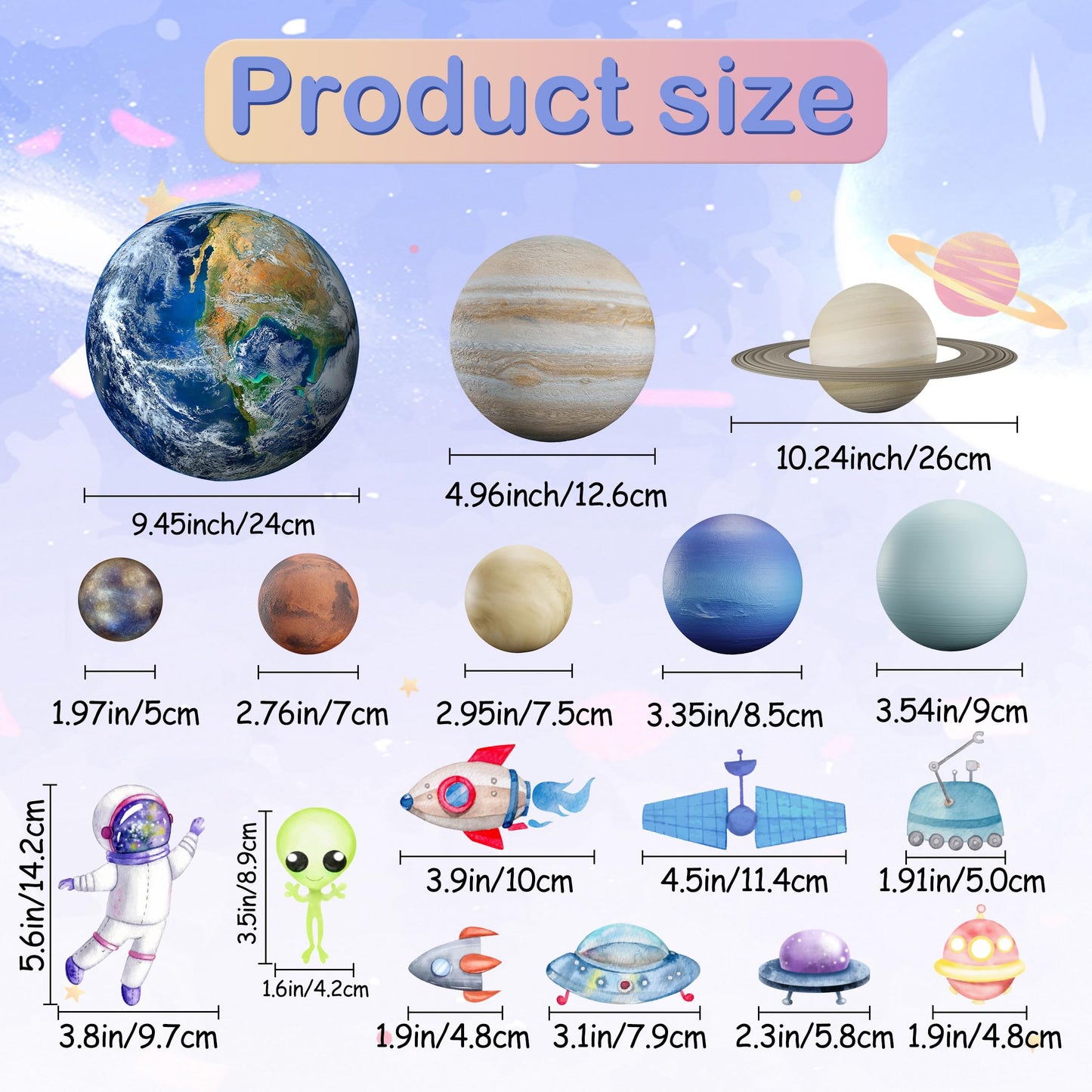 Glow in The Dark Stars Solar System Wall Decals, Star and Planets Stickers for Ceiling, Kids Wall Sticker Space Room Decor (Green)